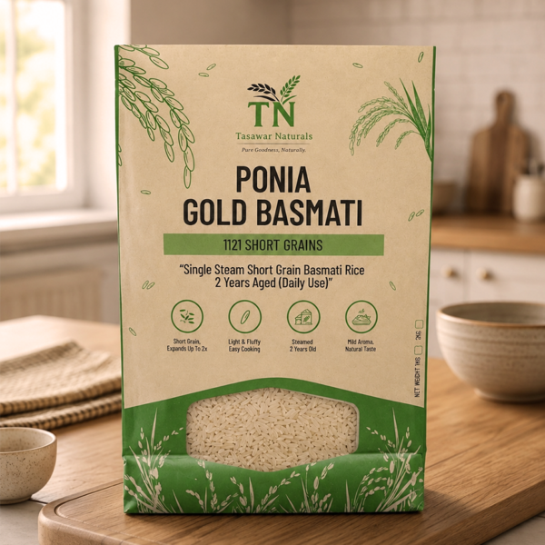 Ponia Gold Basmati 1121 (Non-Broken Full Short Grains) Regular